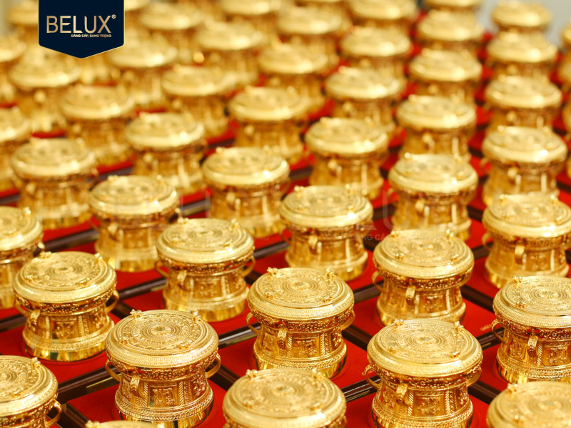 Lô 250 trống đồng D9 mạ vàng Agribank theo yêu cầu